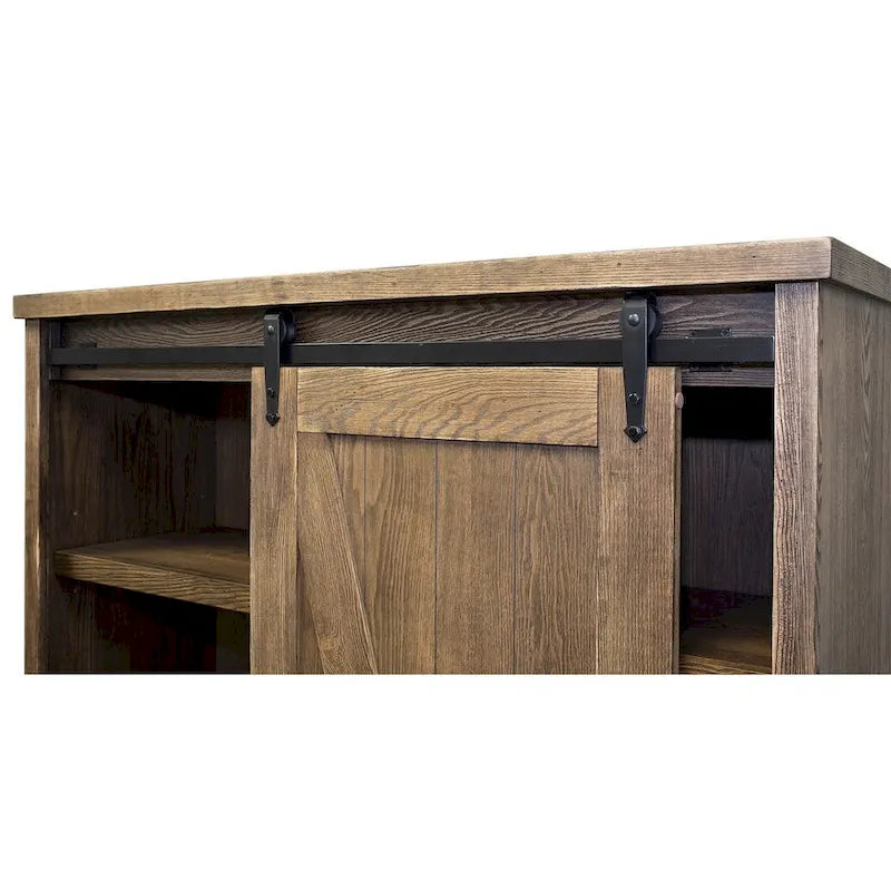 Bibliothèque rustique avec porte de grange, étagères en bois, bibliothèque de bureau, marron - 122 L x 183 H x 41 P cm