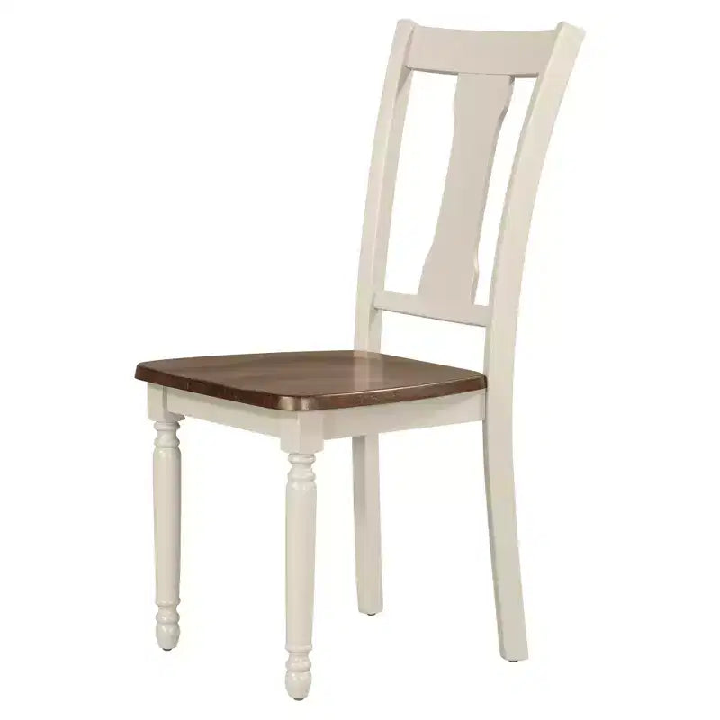 Ensemble de salle à manger classique Whisen 6 pièces, table en bois avec 4 chaises et banc - Marron / Blanc campagnard