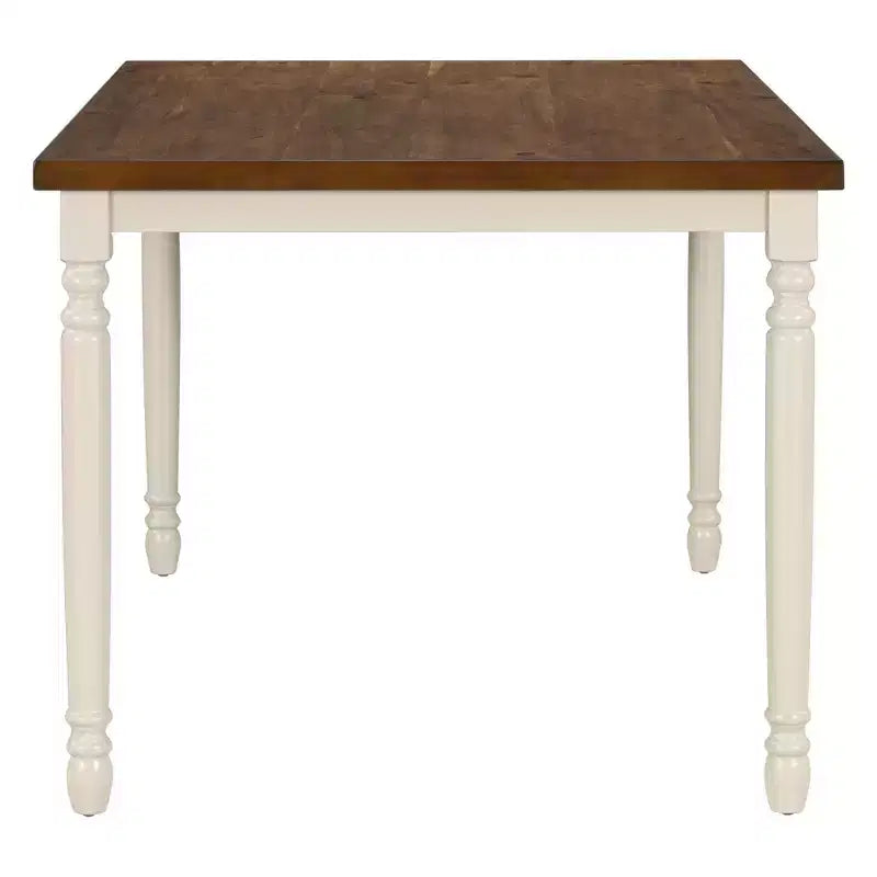 Ensemble de salle à manger classique Whisen 6 pièces, table en bois avec 4 chaises et banc - Marron / Blanc campagnard
