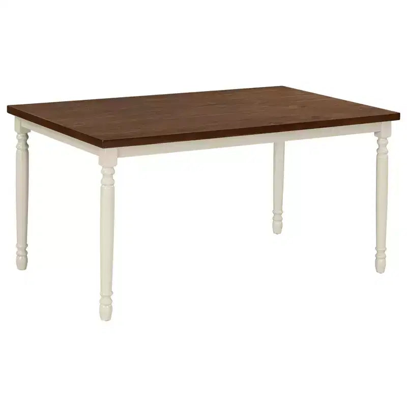 Ensemble de salle à manger classique Whisen 6 pièces, table en bois avec 4 chaises et banc - Marron / Blanc campagnard