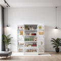 Freestanding LED Kitchen Pantry Cabinet with 2 Doors and Shelves - N/A