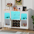 Liquor Cabinet Bar with Power Outlet and LED Light, Wine Buffet Sideboard with Wine and Glasses Rack