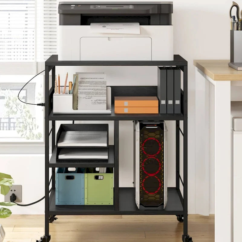 4 Tier Printer Stand with Power Outlet and Wheels