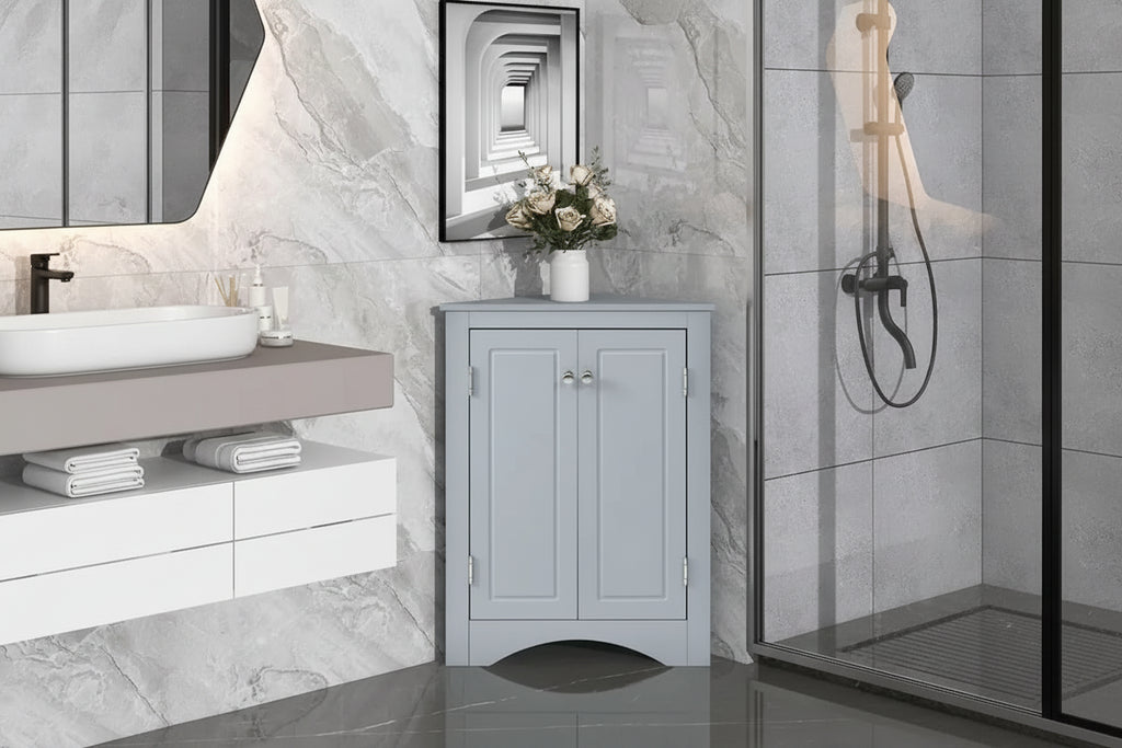 Triangle Bathroom Storage Cabinet with Adjustable Shelves