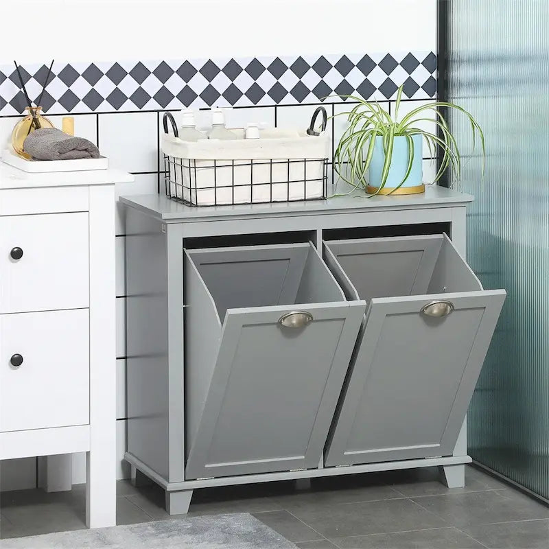 Meuble de tri de linge basculant, Organisateur de rangement de salle de bain