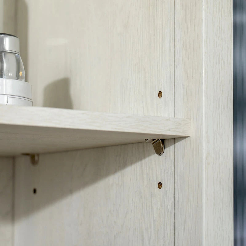 Meuble colonne de salle de bain, Tour de rangement avec étagères réglables, 3 étagères et 2 portes vitrées