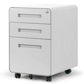 Aviya White 3-Drawer File Cabinet with lock and Wheels