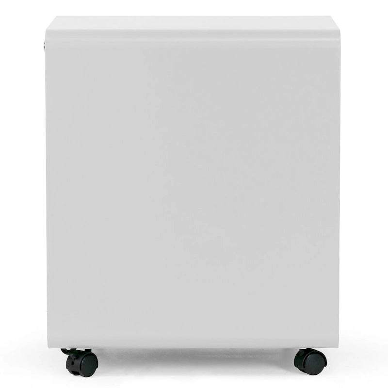 Classeur blanc à 3 tiroirs avec serrure et roulettes